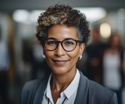 An African American business woman standing