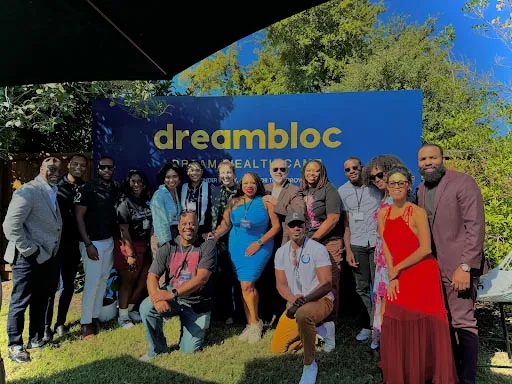 A large group of people at dreambloc's camp summit.